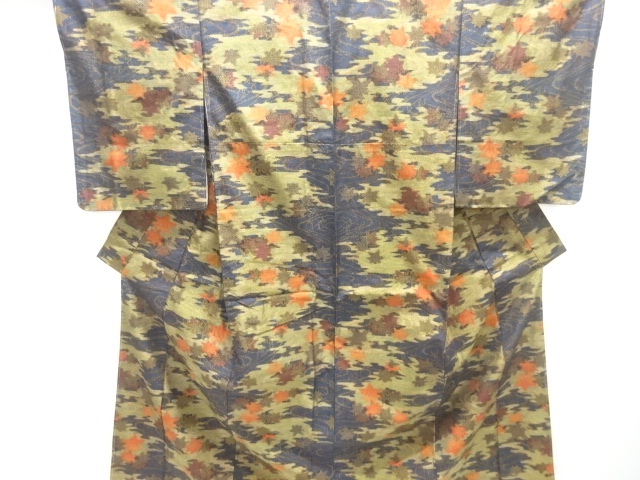 JAPANESE KIMONO / TSUMUGI / UNUSED / WOVEN TATSUTAGAWA PATTERN